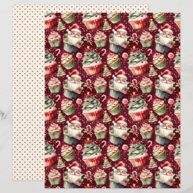 Lámina Papel de Scrapbook Navideño Vintage (Anverso / Reverso)