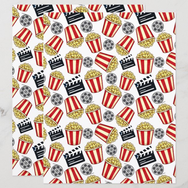 Lámina Papel de Scrapbook Noche de Cine (Anverso / Reverso)