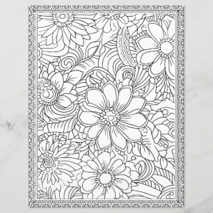 Lámina Papel de Scrapbook para Colorear Floral Elegante
