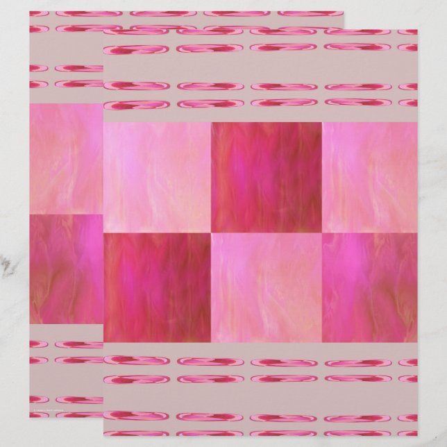 Lámina Papel de Scrapbook Pink Skies Tiles de 2 caras (Anverso / Reverso)