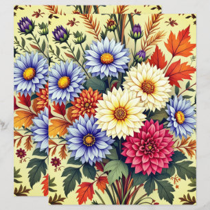 Lámina Papel de Scrapbook Ramo de Otoño Asterias y Dahlia