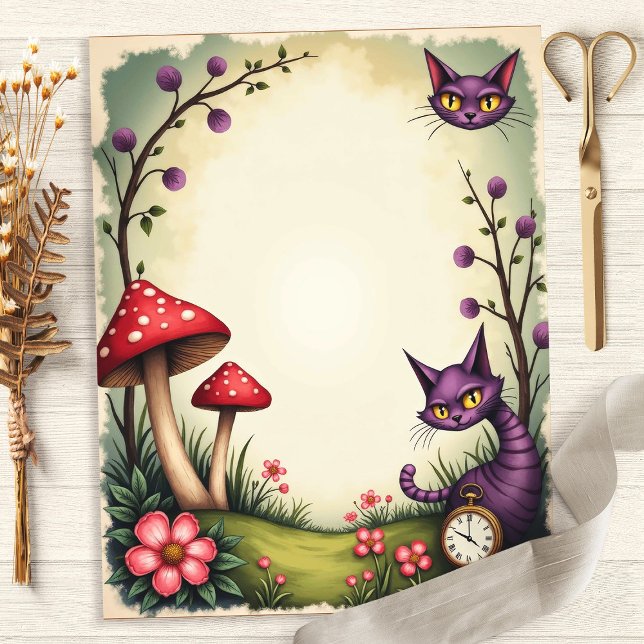 Lámina Papel de Scrapbook Reloj Hongo Gato de Cheshire de (Subido por el creador)