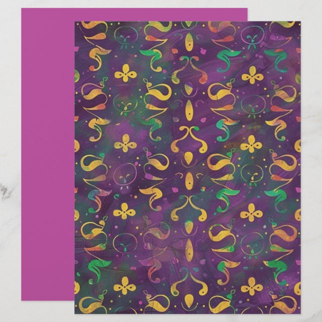 Lámina Papel de Scrapbook Remolinos Festivos (Anverso / Reverso)