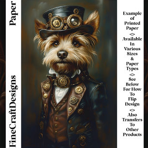 Lámina Papel de Scrapbook Retrato de Yorkie Steampunk Lin