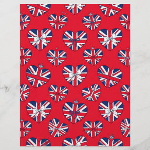 Lámina Papel de Scrapbook Rojo Corazones Union Jack Britá