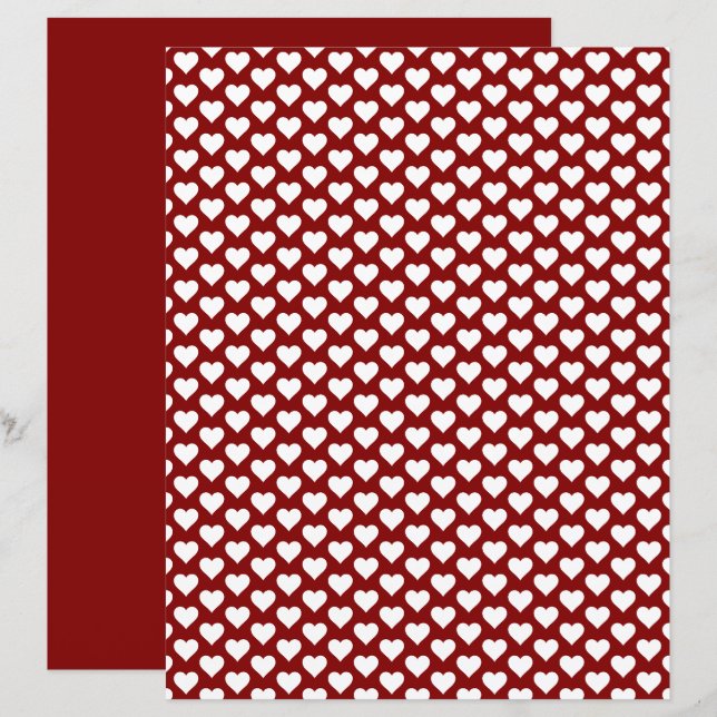 Lámina Papel de Scrapbook Rojo Granate con Patrón de Cora (Anverso / Reverso)