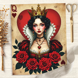 Lámina Papel de Scrapbook Rosas Alice Reina de Corazones