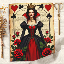 Lámina Papel de Scrapbook Rosas Rojas Alice Reina de Cora