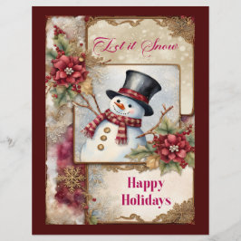 Lámina Papel de Scrapbook Saludos de Muñeco de Nieve