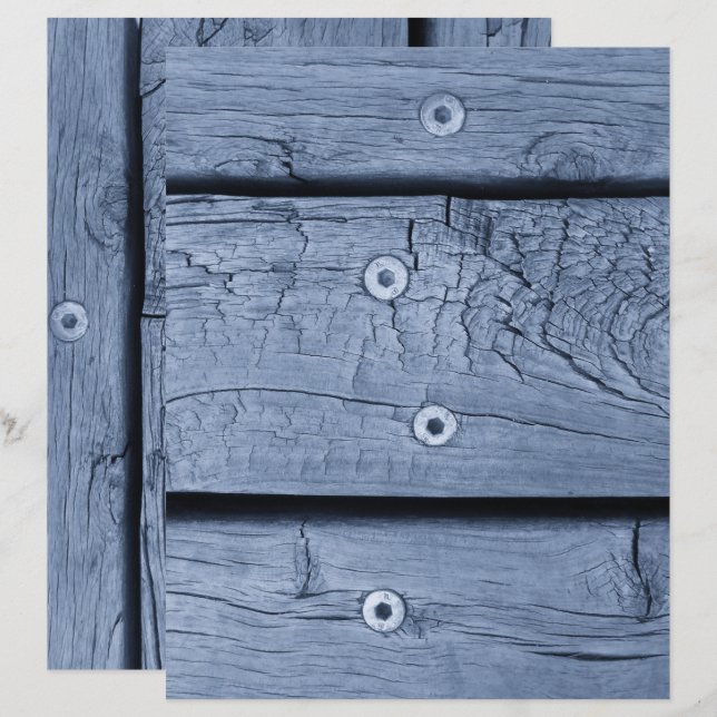 Lámina Papel de Scrapbook Tablones de Madera Azul Humeant (Anverso / Reverso)