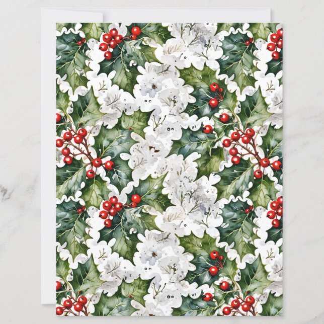 Lámina Papel de Scrapbook Tradicional de Navidad Holly Bl (Anverso)