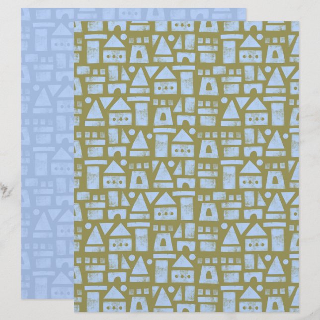 Lámina Papel de Scrapbook Verde Castillo de Arena (Anverso / Reverso)