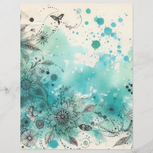 Lámina Papel de scrapbook vintage efímero de diario de de