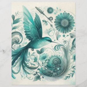 Lámina Papel de scrapbook vintage efímero de diario de de