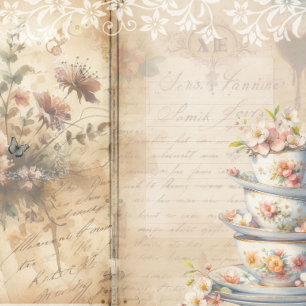 Lámina Papel de scrapbook vintage efímero de diario de de