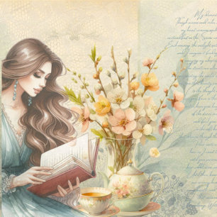 Lámina Papel de scrapbook vintage efímero de diario de de
