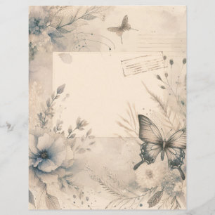 Lámina Papel de scrapbook vintage efímero de diario de de