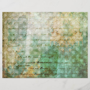 Lámina Papel de scrapbook vintage verde salvia dorado