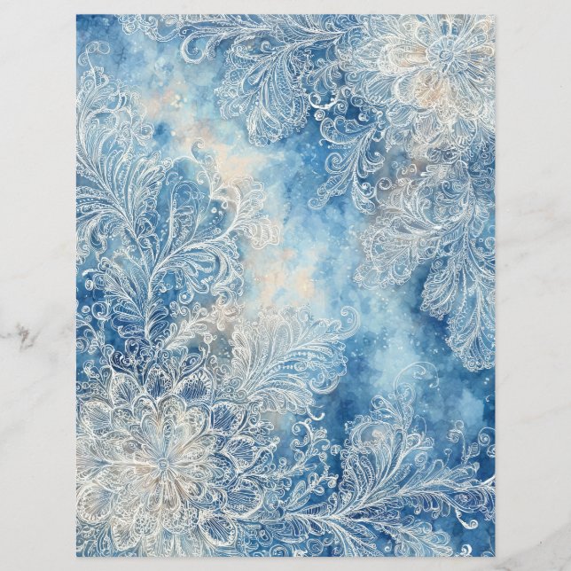 Lámina Papel de Scrapbooking Azul Lace (Anverso)