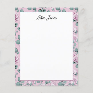Lámina Papel de Stationery con guión floral de lavanda de