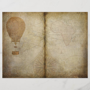 Lámina Papel del diario de pergamino de mapas de época