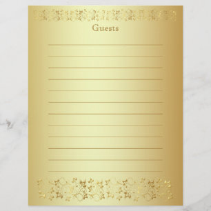 Lámina Papel del libro de invitados Gold Floral