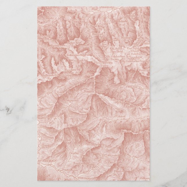 Lámina Papel del mapa topográfico de montaña (Anverso)