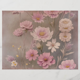 Lámina Papel Dusky Rosa Vintage Floral Scrapbook