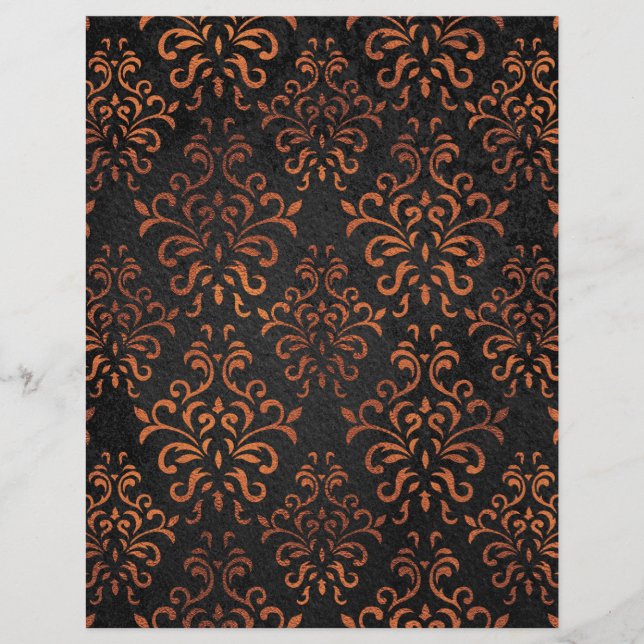 Lámina Papel elegante de cobre y damasco negro (Anverso)