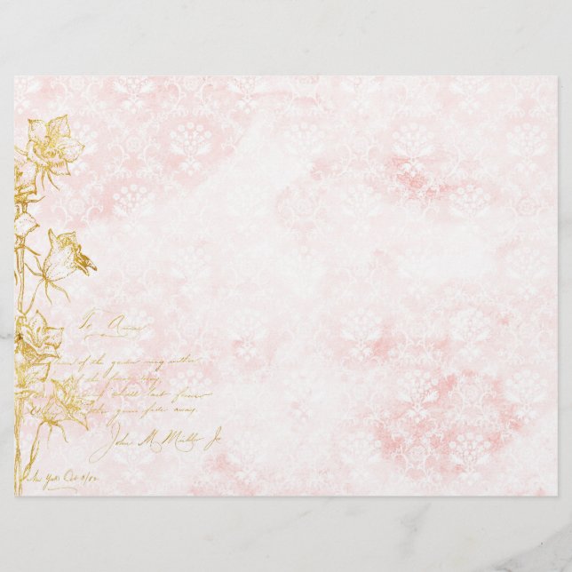 Lámina Papel elegante de damasco y cartón floral dorado (Anverso)