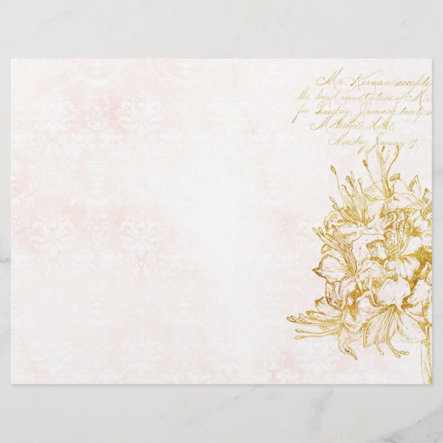 Lámina Papel elegante de la libreta de crema y damasco de (Anverso)