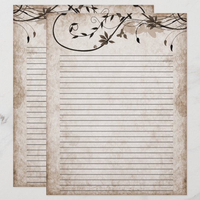 Lámina Papel elegante de papelería de época (Anverso / Reverso)