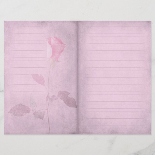 Lámina Papel en el diario en línea Dusky Pink Rosebud (Anverso)