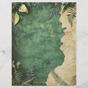Lámina Papel escrapbook botánico ondulado vintage efemera