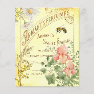 Lámina Papel escrapbook de abeja floral de efemera vintag