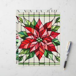 Lámina Papel escrapbook festivo de Poinsettia con vidrio