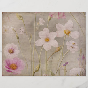 Lámina Papel escrapbook floral de época