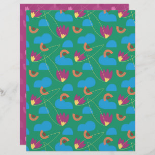 Lámina Papel escrapbook floral en la nube