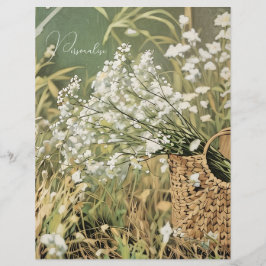 Lámina Papel escrapolar floral del patrón de flor blanca 