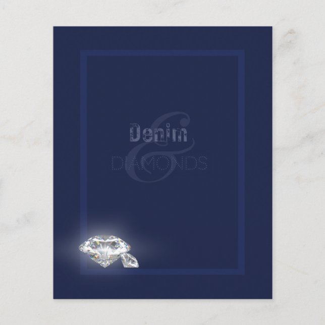 Lámina Papel estacionario de denim y diamantes. (Anverso)