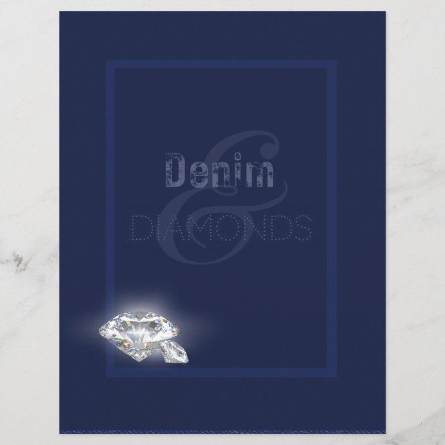 Lámina Papel estacionario de denim y diamantes. (Anverso)