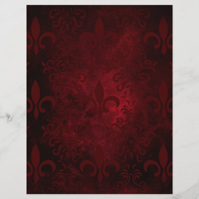 Lámina Papel estampado rojo y negro de flores de lisa (Anverso)