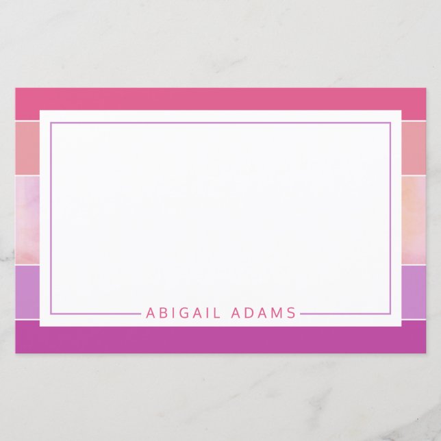 Lámina Papel estático rayado rosado púrpura personalizado (Anverso)