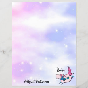 Lámina Papel estatizado de nombre personalizado Unicornio