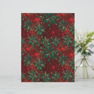 Lámina Papel festivo vintage rojo y verde profundo para f