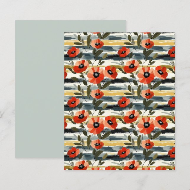Lámina Papel Floral Amapola Roja para Scrapbook (Anverso / Reverso)