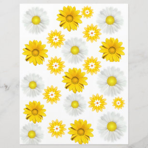 Lámina Papel Floral Amarillo para Scrapbook