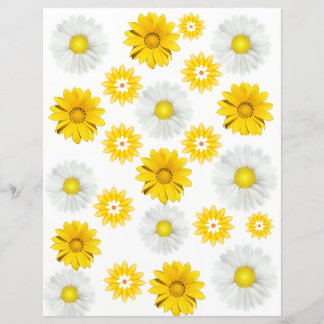 Lámina Papel Floral Amarillo para Scrapbook