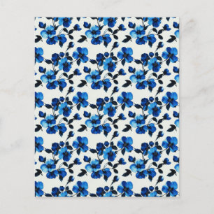 Lámina Papel Floral Azul Elegante para Scrapbook y Diario