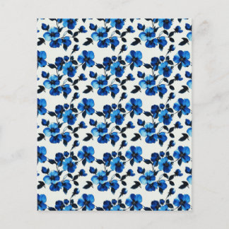 Lámina Papel Floral Azul Elegante para Scrapbook y Diario